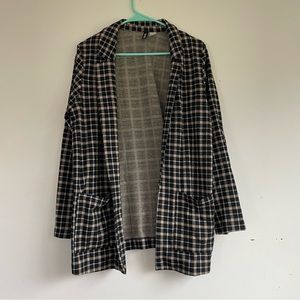 Plaid Open Front Blazer